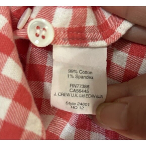 J Crew  Women's Perfect Pink White Check Button Down Long Sleeve Shirt Sz S - Picture 6 of 6